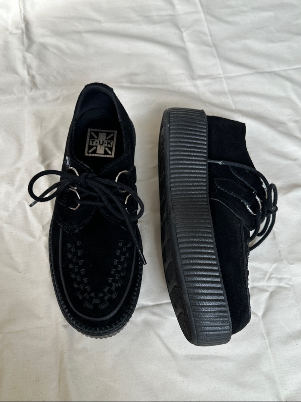 T.U.K Black Suede Platform Creeper Loafers